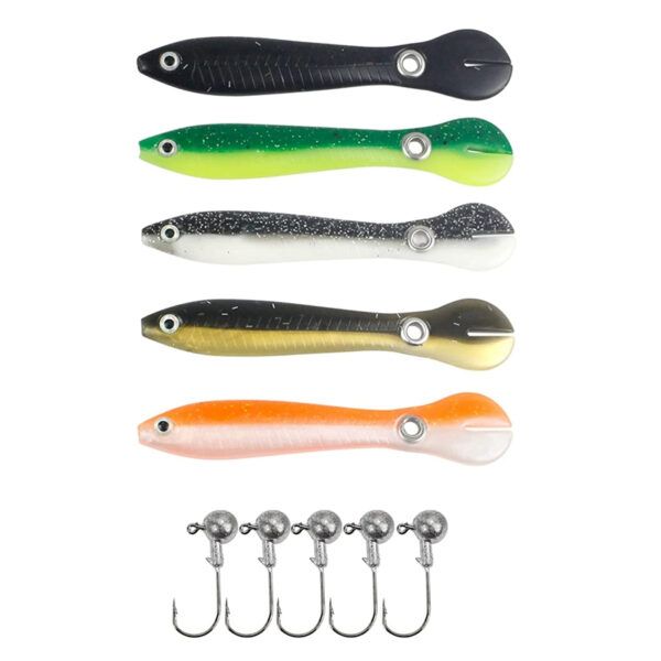 5 pecs Soft Fishing Lure Bionic Loach Bait And Lead Head Jigs Fishing Hooks | ফিশিং হুক পিস Specification 1