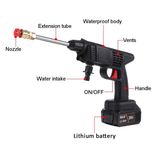 Rechargeable High Pressure Car Washer Spray Gun( Double battery) | রিচার্জেবল প্রেশার স্প্রে ব্যাটারি Specification 1