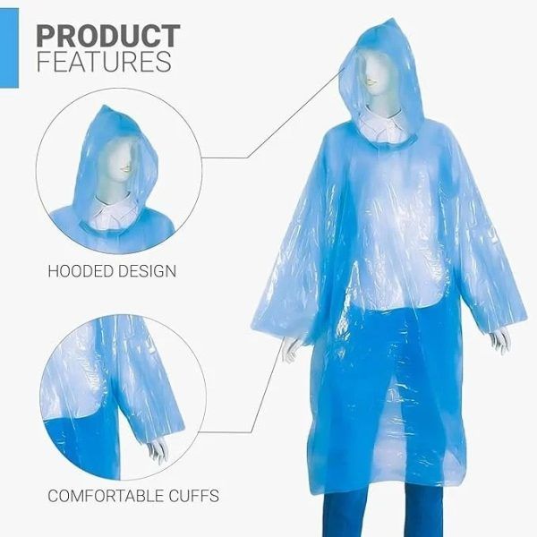 2 Pcs Portable Disposable Rain Poncho Rain Card – Waterproof Pocket Raincoat with Hood for Men &amp; Women Outdoor Use (2 Pcs) | পোর্টেবল রেইন বৃষ্টি ওয়াটারপ্রুফ আউটডোর পিস Specification 4