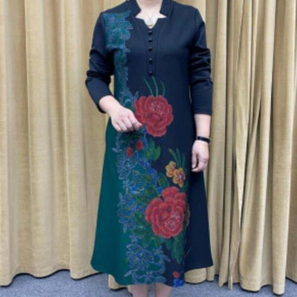 V-Neck Noble Long Printed Dress | ড্রেস Specification 1